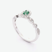 Load image into Gallery viewer, Luna 18k White Gold Emerald Ring with Diamond | Ocampo&#39;s Fine Jewellery
