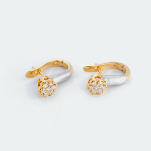 Dahlia 14k Two Tone Gold Drop Earrings with Diamond | Ocampo's Fine Jewellery