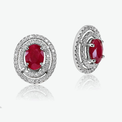 Ruby Celeste 14k White Gold Stud Earrings with Diamonds | Ocampo's Fine Jewellery