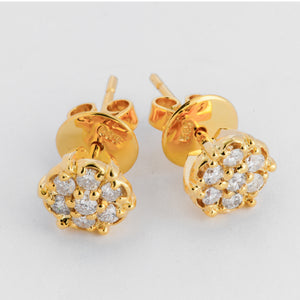 Rosa 14k Yellow Gold Diamond Stud Earrings | Ocampo's Fine Jewellery