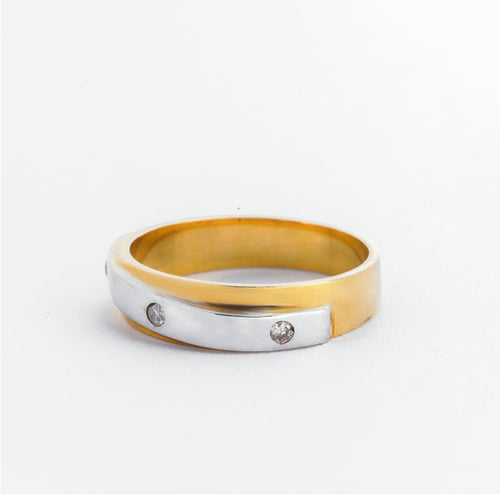 Eterna 18k Two Tone Gold Diamond Wedding Ring | Ocampo's Fine Jewellery