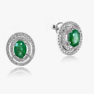 Emerald Celeste 14k White Gold Diamond Stud Earrings | Ocampo's Fine Jewellery