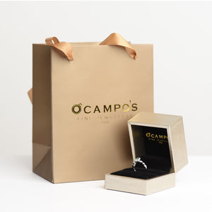 Luna 18k White Gold Emerald Ring with Diamond | Ocampo's Fine Jewellery
