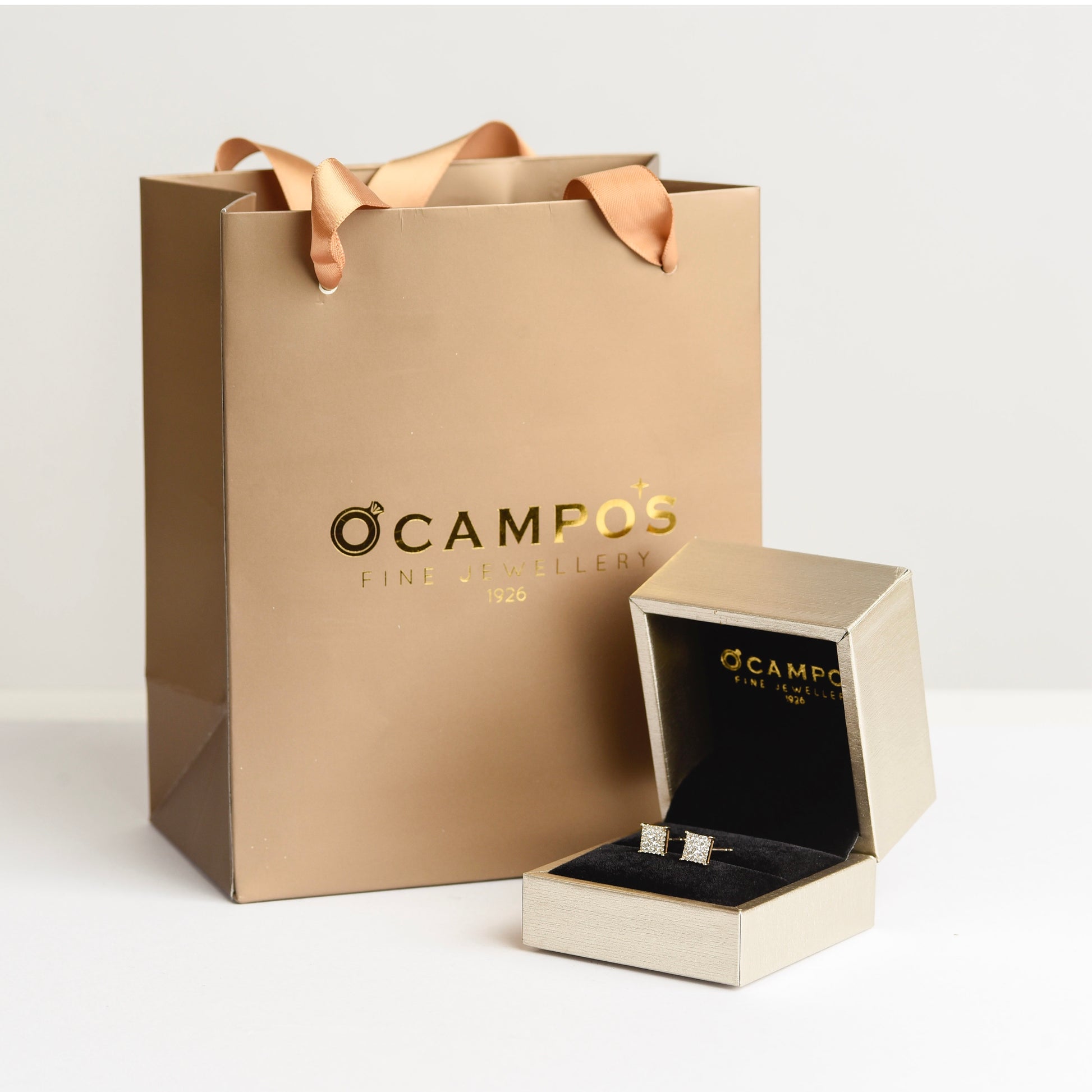 Duchess Illusion 14k Yellow Gold Stud Earrings with Diamond | Ocampo's Fine Jewellery