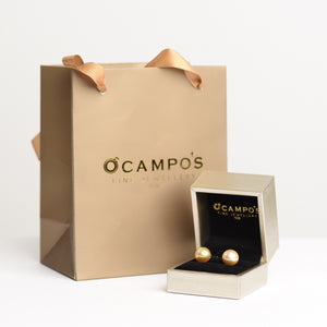 Pia 14k Yellow Gold Champagne Pearl Stud Earrings | Ocampo's Fine Jewellery