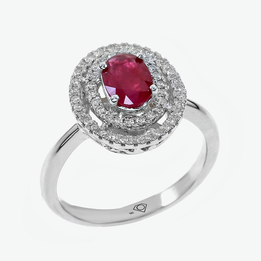 Ruby Celeste 14k White Gold Ring with Diamond | Ocampo's Fine Jewellery