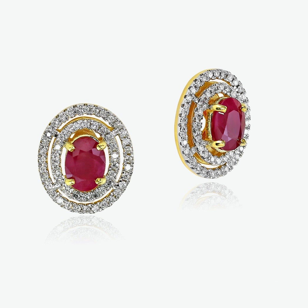 Ruby Celeste 14k Yellow Gold Stud Earrings with Diamonds | Ocampo's ...