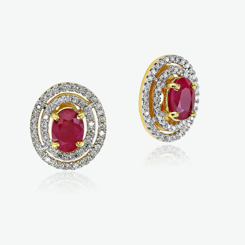 Ruby Celeste 14k Yellow Gold Stud Earrings with Diamonds | Ocampo's Fine Jewellery
