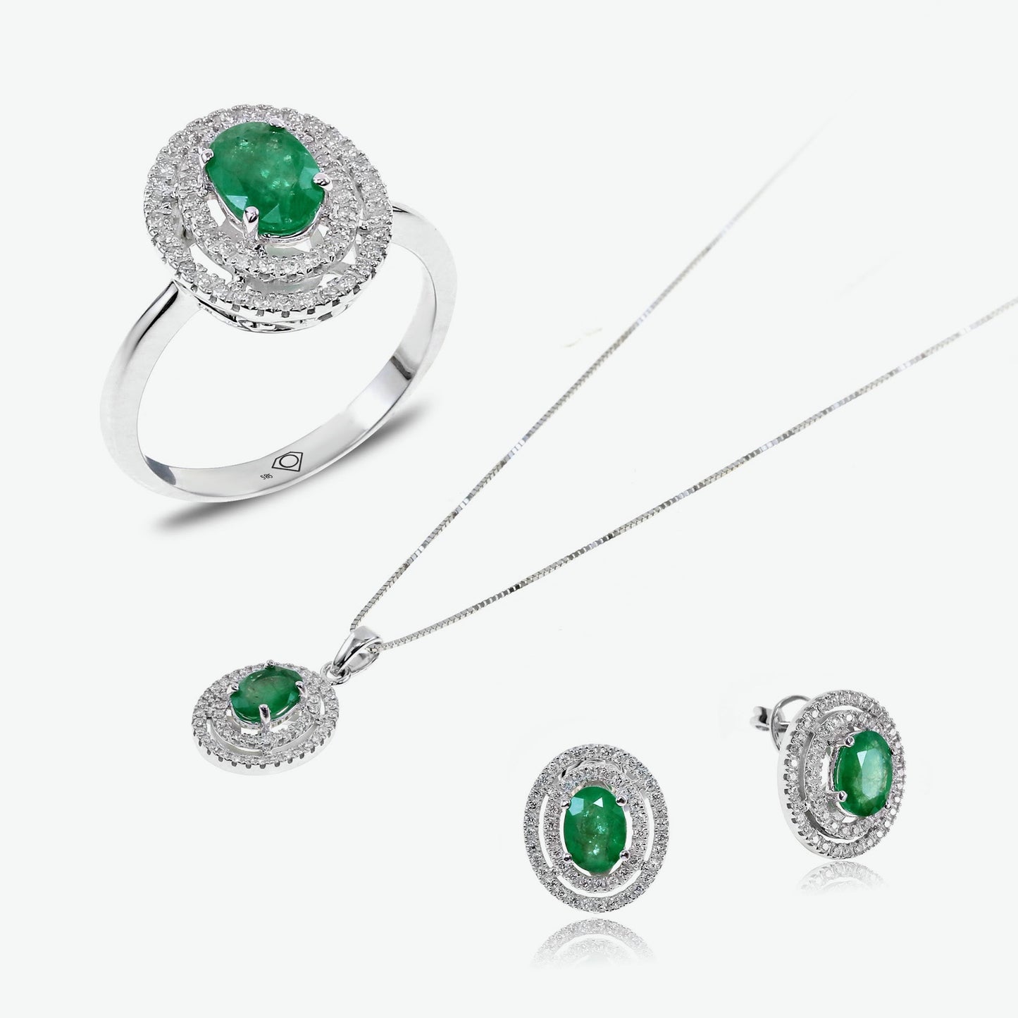 Emerald Celeste 14k White Gold Diamond Stud Earrings | Ocampo's Fine Jewellery