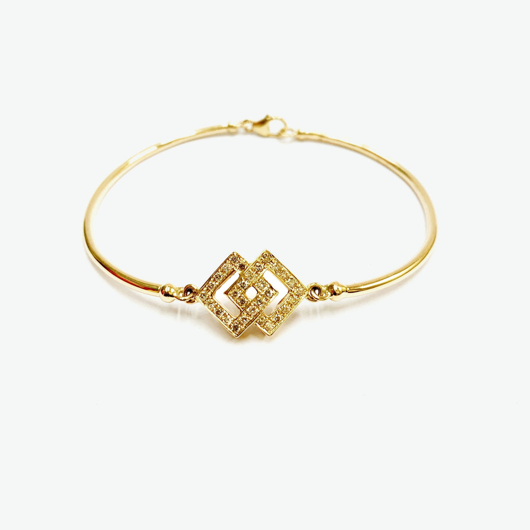 Audrey 14K Yellow Gold Bangle Bracelet with Diamond | Ocampo's Fine Jewellery
