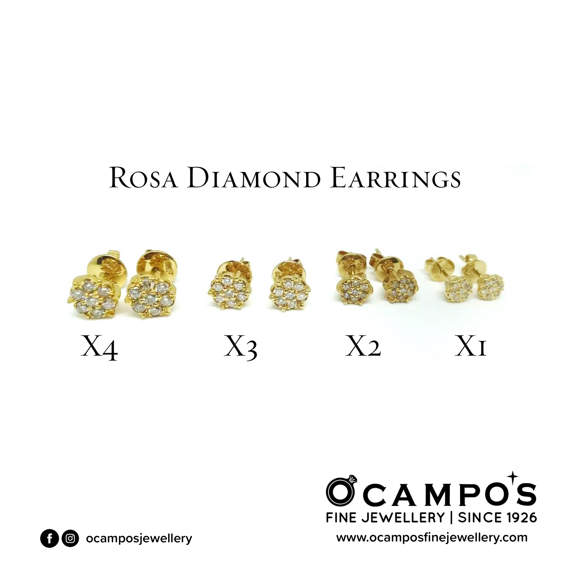 Rosa 14k Yellow Gold Diamond Stud Earrings | Ocampo's Fine Jewellery